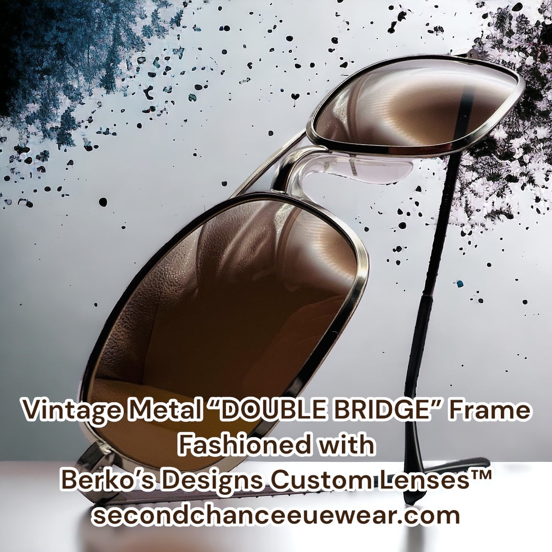 Vintage Deadstock - Double Bridge GUNMETAL FRAME-NEW Berko’s Designs Custom Lenses 56-20mm