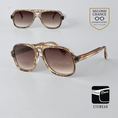 Tart Optical Smoke Brown Double Bridge Aviator Sunglasses Custom Gradient Lenses