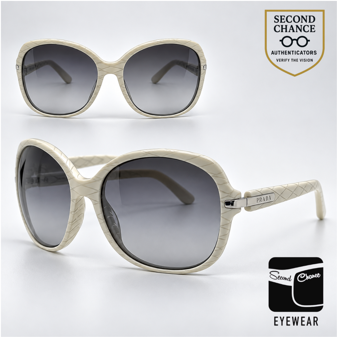 Prada SPR04N AB1-3M1 White Cream Butterfly-Vintage Sunglasses-Unworn-Italy