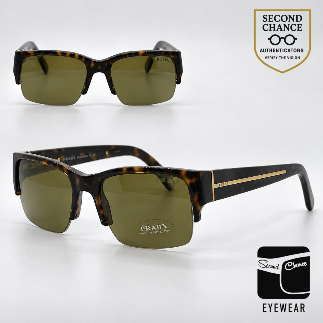 Prada SPR30L 2AU-2P1 Tortoise Semi-Rimless Sunglasses Havana Lenses-Unworn