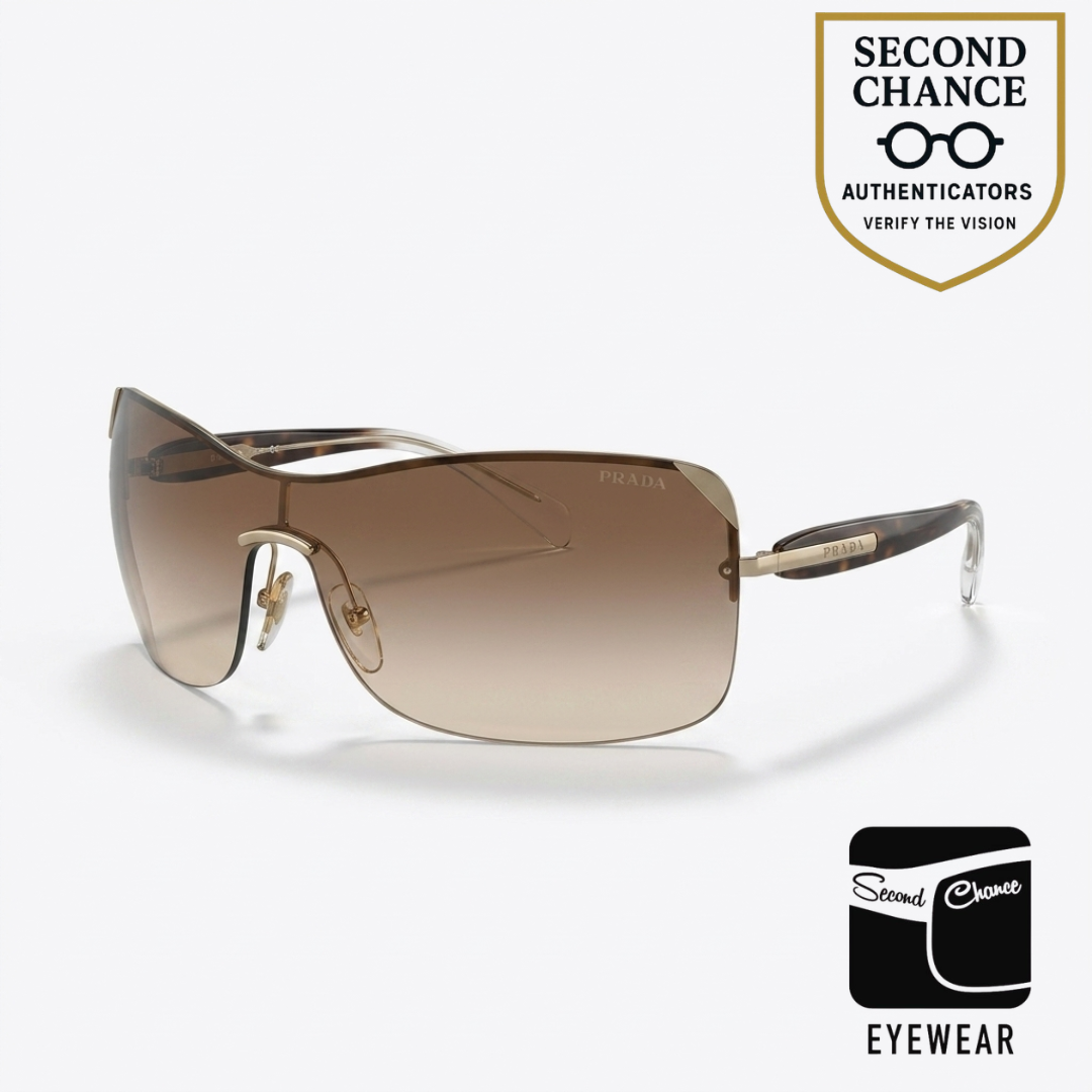 Prada SPR 59O Y2K VINTAGE Shield-Rimless Sunglasses ZVN-0A6 Made Italy