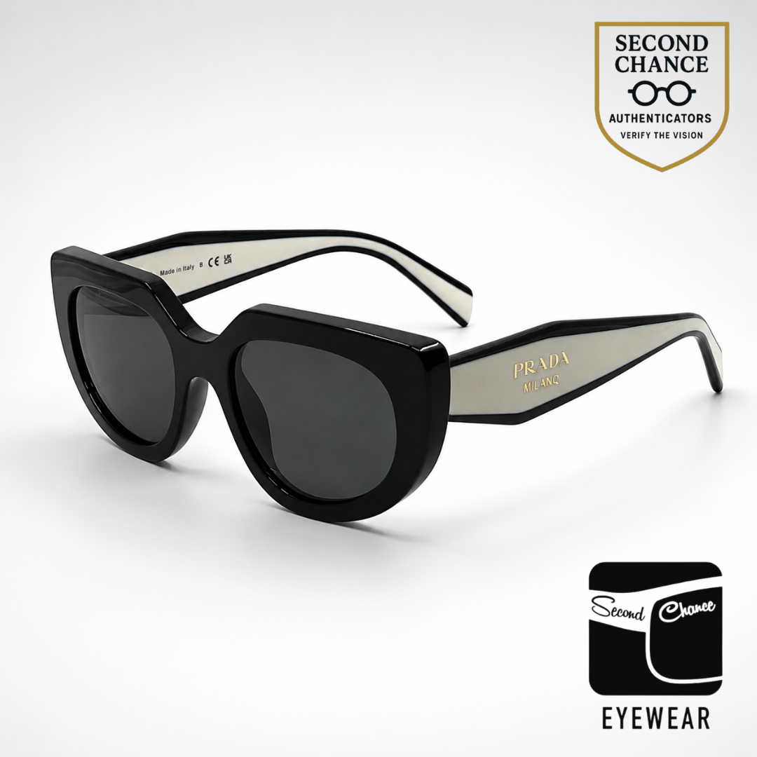 Prada SPR D02 Cat Eye Black Sunglasses-Original Grey Lenses-UNWORN/NOS