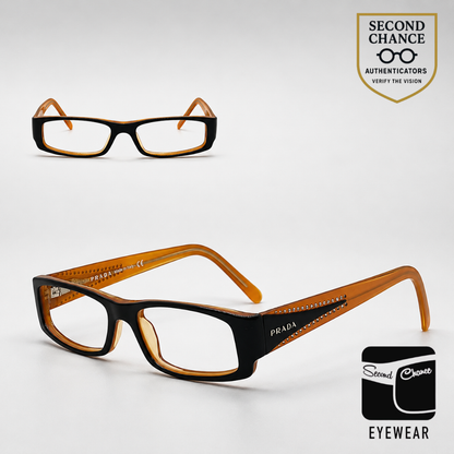 Prada VPR121 Black Orange Swarovski Crystal Vintage Eyeglasses-Unworn-Italy