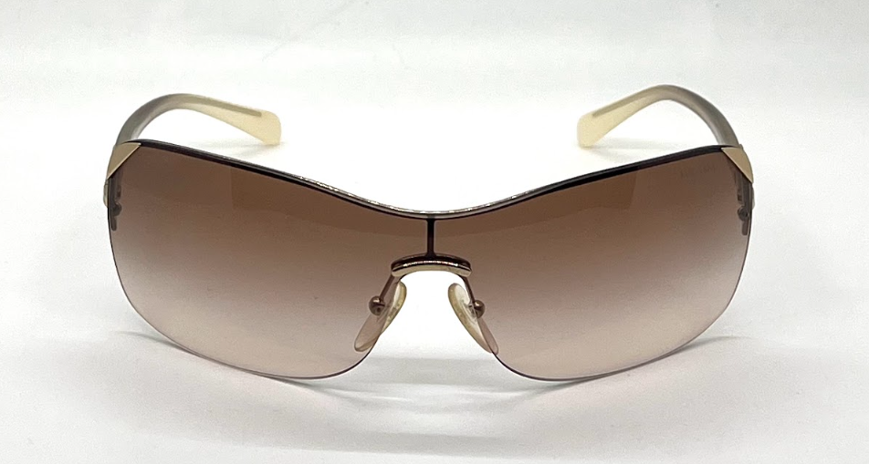Prada SPR 59O Y2K VINTAGE Shield-Rimless Sunglasses ZVN-0A6 Made Italy