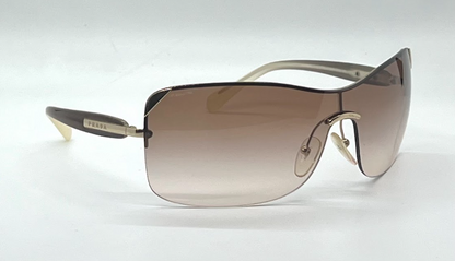 Prada SPR 59O Y2K VINTAGE Shield-Rimless Sunglasses ZVN-0A6 Made Italy