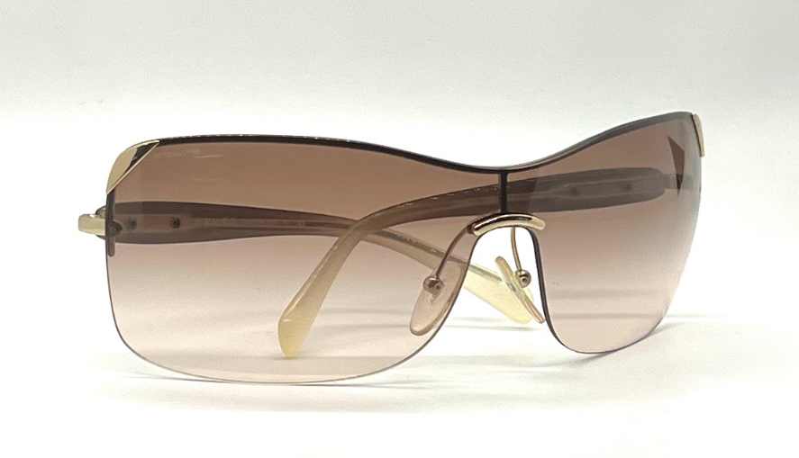 Prada SPR 59O Y2K VINTAGE Shield-Rimless Sunglasses ZVN-0A6 Made Italy