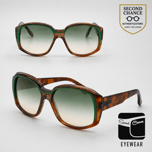 Renox Distinct Oversized Square Vintage Sunglasses Tortoise Green/Unworn