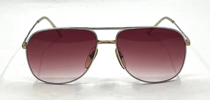 Revue M0037 Vintage Aviator Sunglasses-New Dark Rose Gradient Custom Lenses-UNWORN