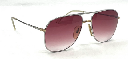 Revue M0037 Vintage Aviator Sunglasses-New Dark Rose Gradient Custom Lenses-UNWORN