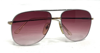 Revue M0037 Vintage Aviator Sunglasses-New Dark Rose Gradient Custom Lenses-UNWORN