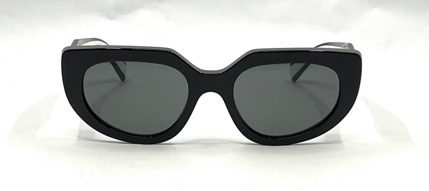 Prada SPR D02 Cat Eye Black Sunglasses-Original Grey Lenses-UNWORN/NOS
