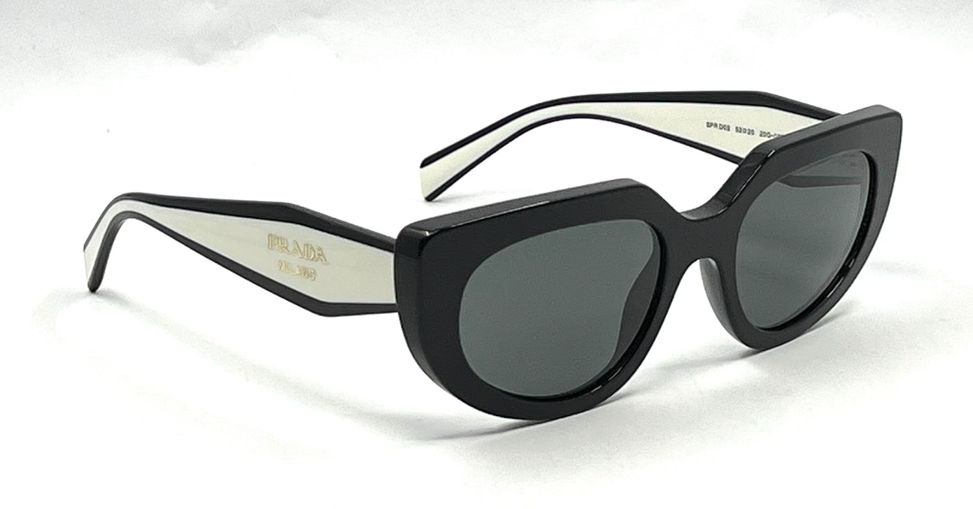 Prada SPR D02 Cat Eye Black Sunglasses-Original Grey Lenses-UNWORN/NOS