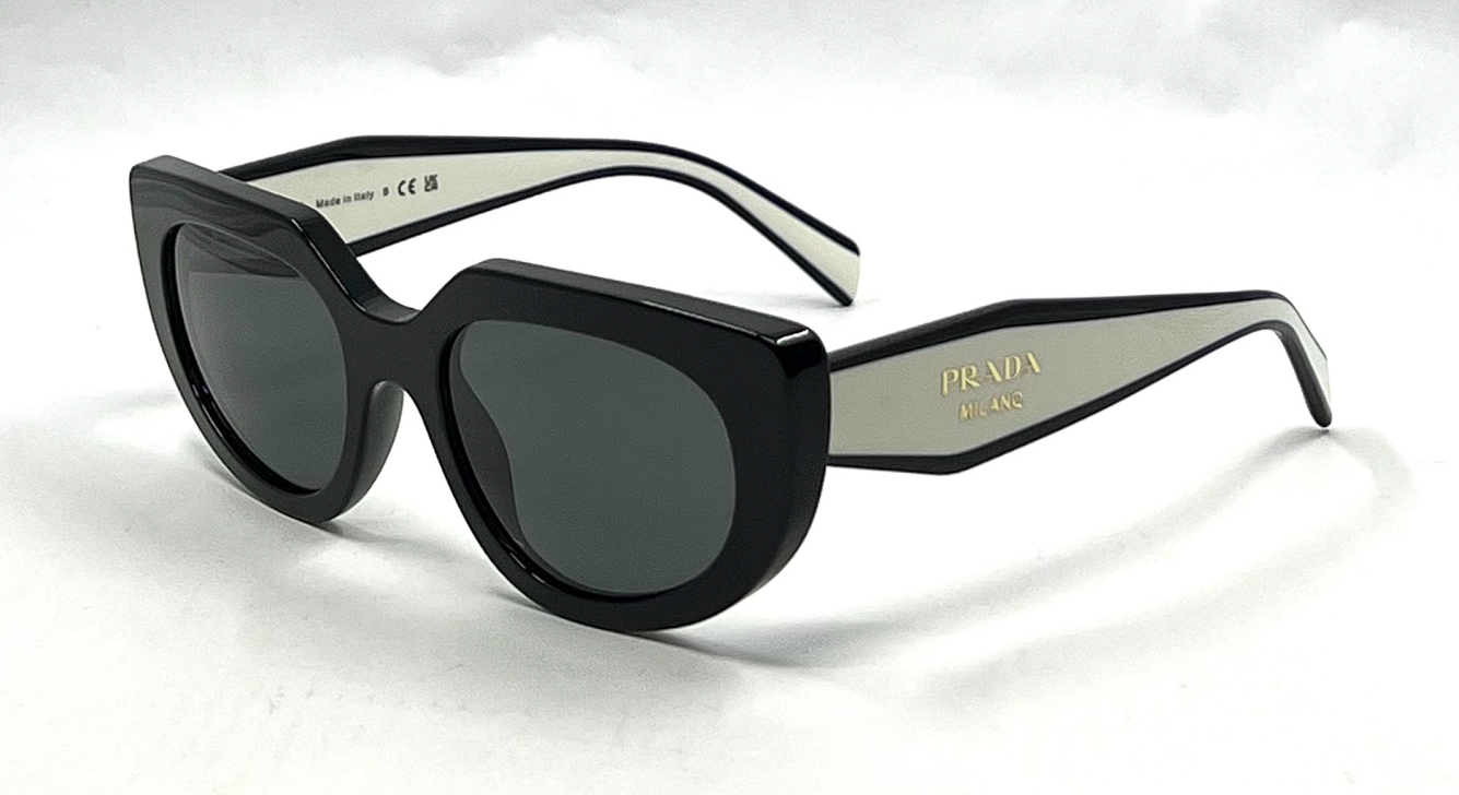 Prada SPR D02 Cat Eye Black Sunglasses-Original Grey Lenses-UNWORN/NOS