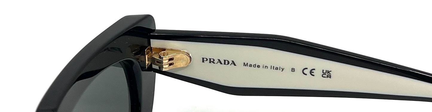 Prada SPR D02 Cat Eye Black Sunglasses-Original Grey Lenses-UNWORN/NOS