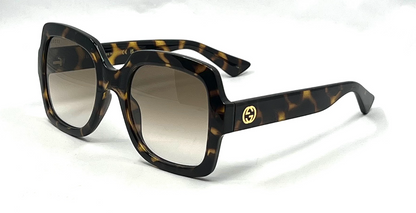 Gucci GG1337S Oversized Square Havana Sunglasses-Original Brown Gradient Lenses