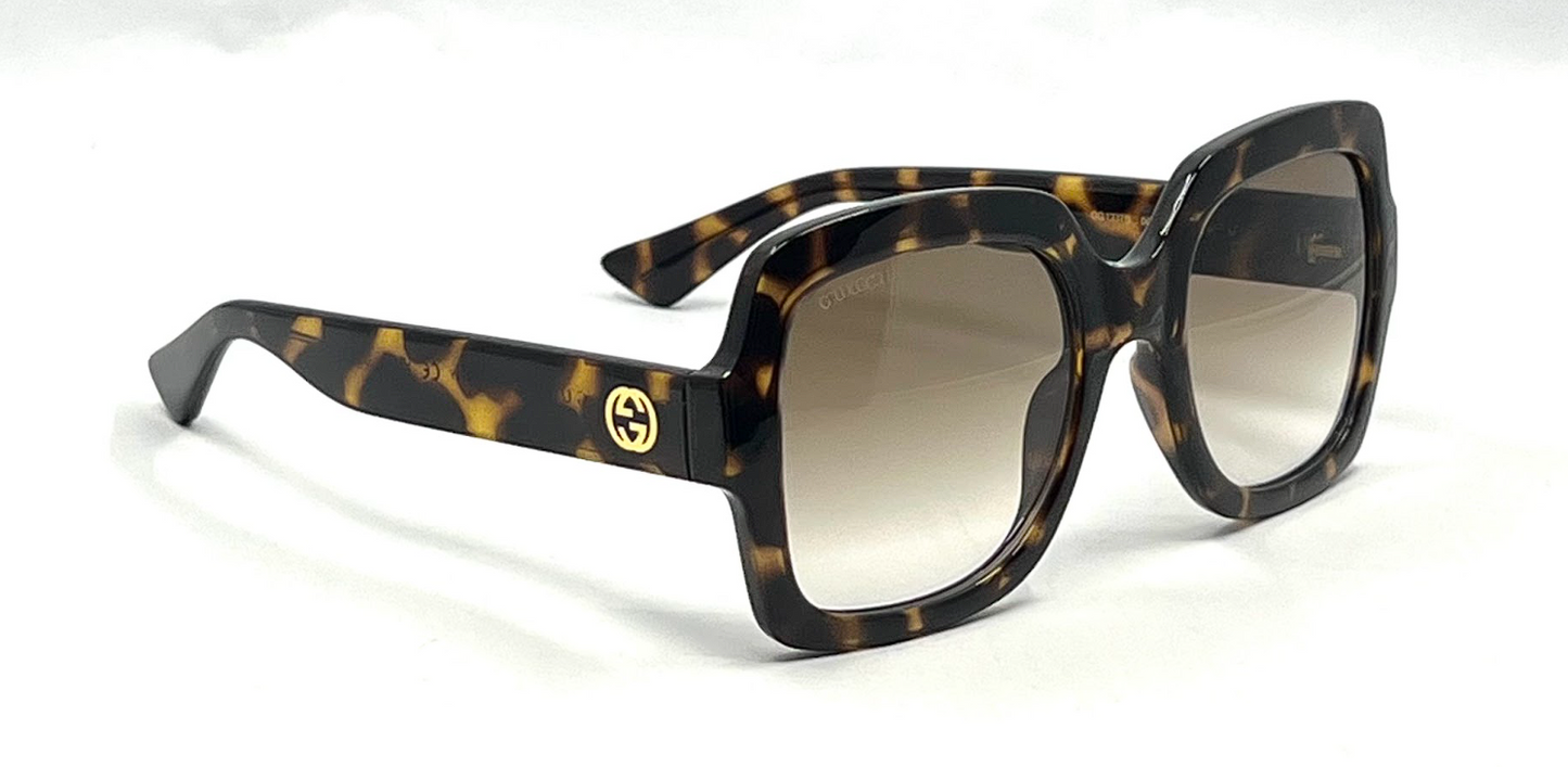 Gucci GG1337S Oversized Square Havana Sunglasses-Original Brown Gradient Lenses