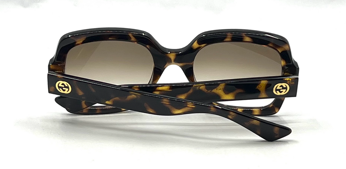 Gucci GG1337S Oversized Square Havana Sunglasses-Original Brown Gradient Lenses