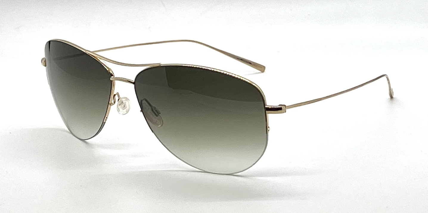 Oliver Peoples Strummer-T Gold Titanium Aviator Sunglasses Olive Gradient