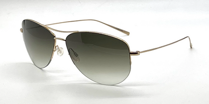 Oliver Peoples Strummer-T Gold Titanium Aviator Sunglasses Olive Gradient