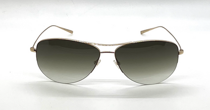 Oliver Peoples Strummer-T Gold Titanium Aviator Sunglasses Olive Gradient