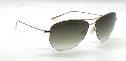 Oliver Peoples Strummer-T Gold Titanium Aviator Sunglasses Olive Gradient