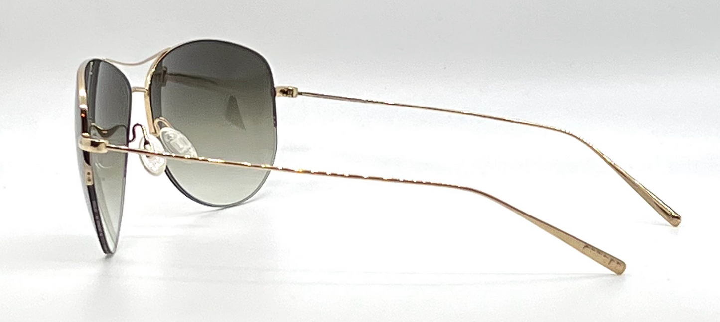 Oliver Peoples Strummer-T Gold Titanium Aviator Sunglasses Olive Gradient
