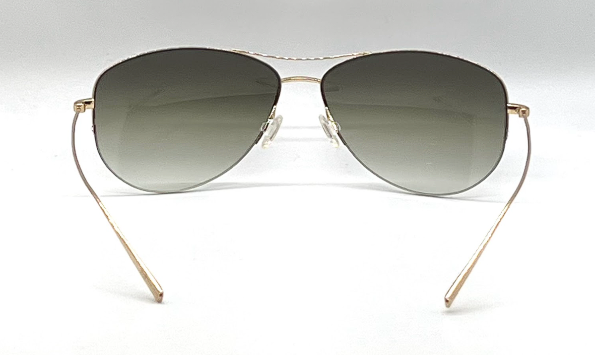 Oliver Peoples Strummer-T Gold Titanium Aviator Sunglasses Olive Gradient