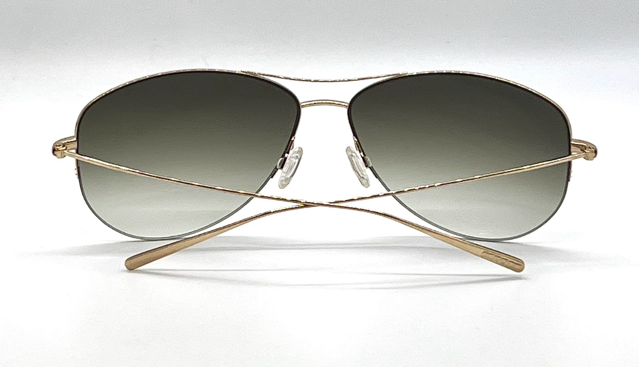 Oliver Peoples Strummer-T Gold Titanium Aviator Sunglasses Olive Gradient
