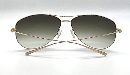 Oliver Peoples Strummer-T Gold Titanium Aviator Sunglasses Olive Gradient