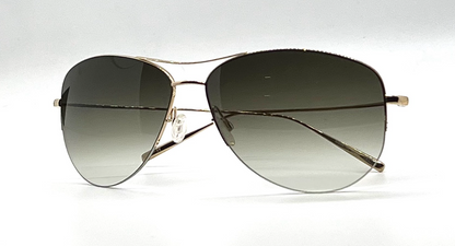 Oliver Peoples Strummer-T Gold Titanium Aviator Sunglasses Olive Gradient
