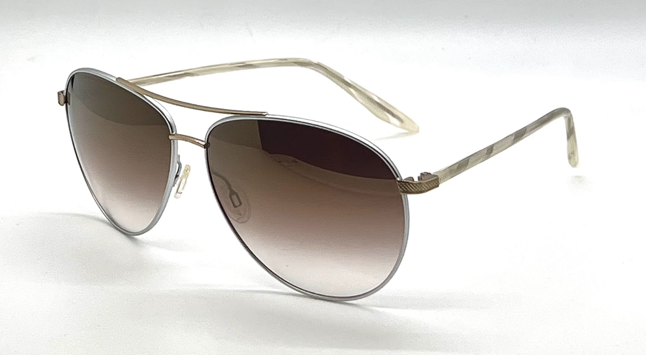 Barton Perreira Jet-Setter Aviator Sunglasses Silver Brown Gradient Japan Full Kit