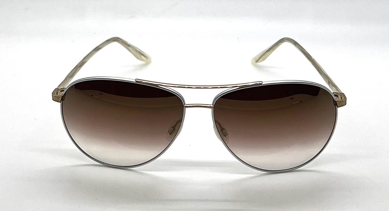 Barton Perreira Jet-Setter Aviator Sunglasses Silver Brown Gradient Japan Full Kit