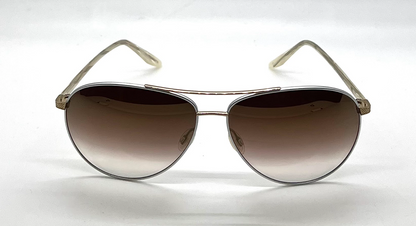 Barton Perreira Jet-Setter Aviator Sunglasses Silver Brown Gradient Japan Full Kit
