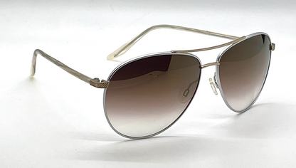 Barton Perreira Jet-Setter Aviator Sunglasses Silver Brown Gradient Japan Full Kit