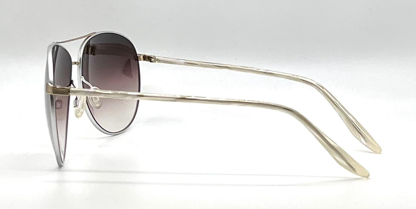 Barton Perreira Jet-Setter Aviator Sunglasses Silver Brown Gradient Japan Full Kit