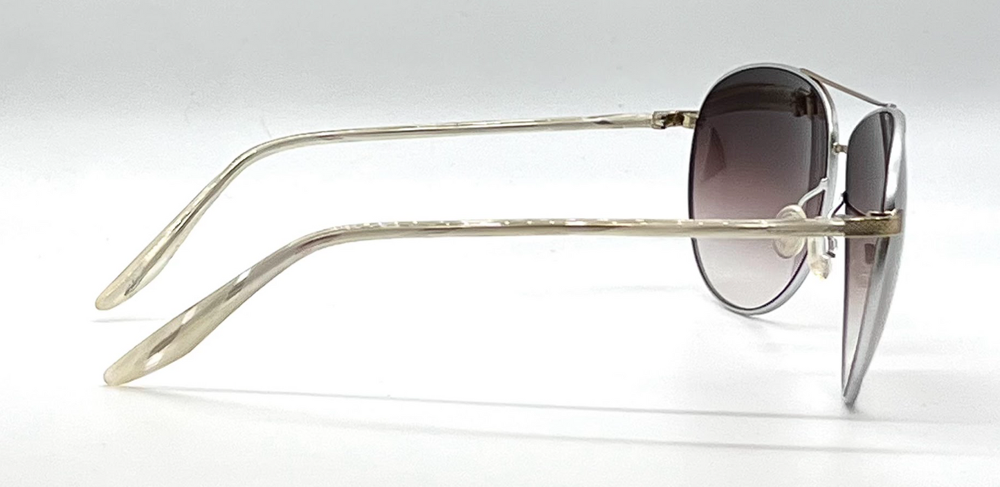 Barton Perreira Jet-Setter Aviator Sunglasses Silver Brown Gradient Japan Full Kit