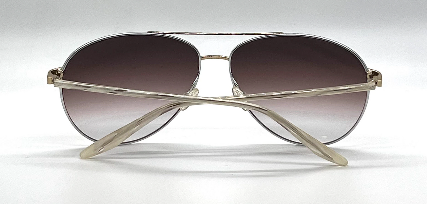 Barton Perreira Jet-Setter Aviator Sunglasses Silver Brown Gradient Japan Full Kit