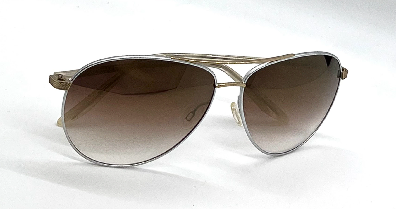 Barton Perreira Jet-Setter Aviator Sunglasses Silver Brown Gradient Japan Full Kit