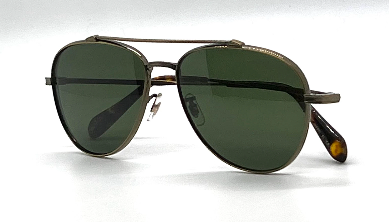 Oliver Peoples Rikson OV1266ST 528471 Antique Gold Aviator Sunglasses