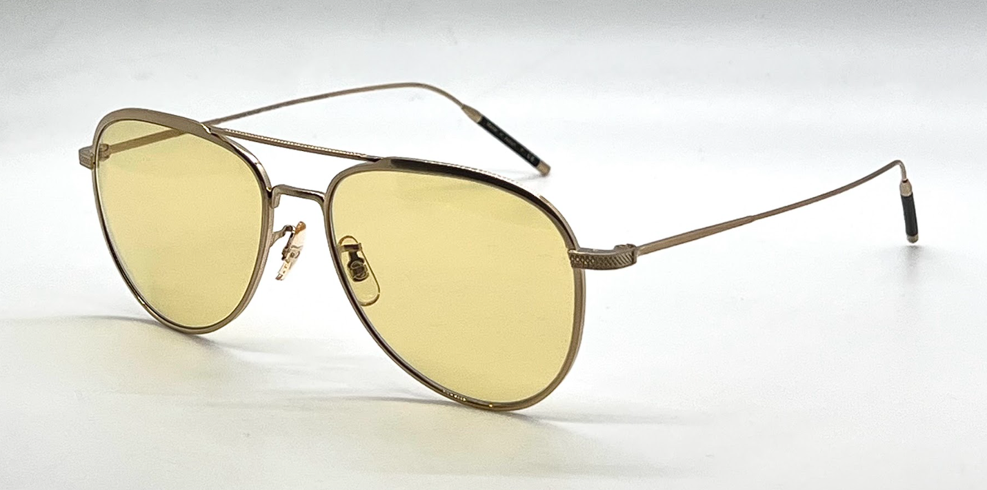 Oliver Peoples TK-3 OV1276ST Brushed Gold Yellow Wash Aviator Sunglasses