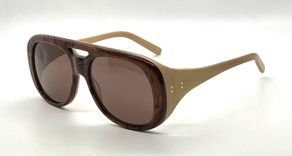 Cynthia Benjamin Jorgie BRL Brown Marble Round Sunglasses Tan Japan
