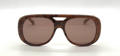 Cynthia Benjamin Jorgie BRL Brown Marble Round Sunglasses Tan Japan