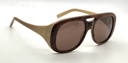 Cynthia Benjamin Jorgie BRL Brown Marble Round Sunglasses Tan Japan