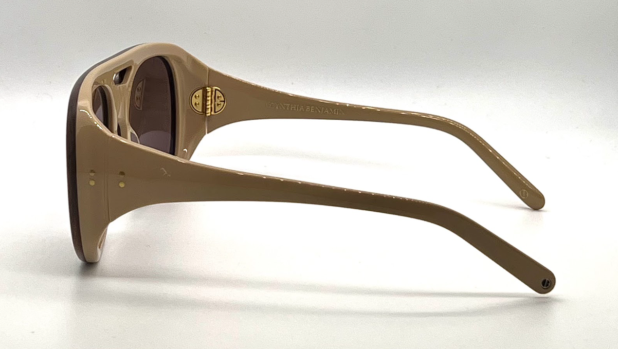 Cynthia Benjamin Jorgie BRL Brown Marble Round Sunglasses Tan Japan