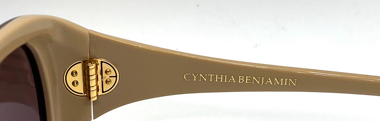Cynthia Benjamin Jorgie BRL Brown Marble Round Sunglasses Tan Japan