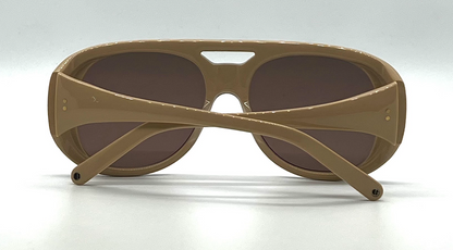 Cynthia Benjamin Jorgie BRL Brown Marble Round Sunglasses Tan Japan