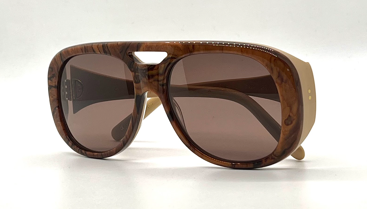 Cynthia Benjamin Jorgie BRL Brown Marble Round Sunglasses Tan Japan