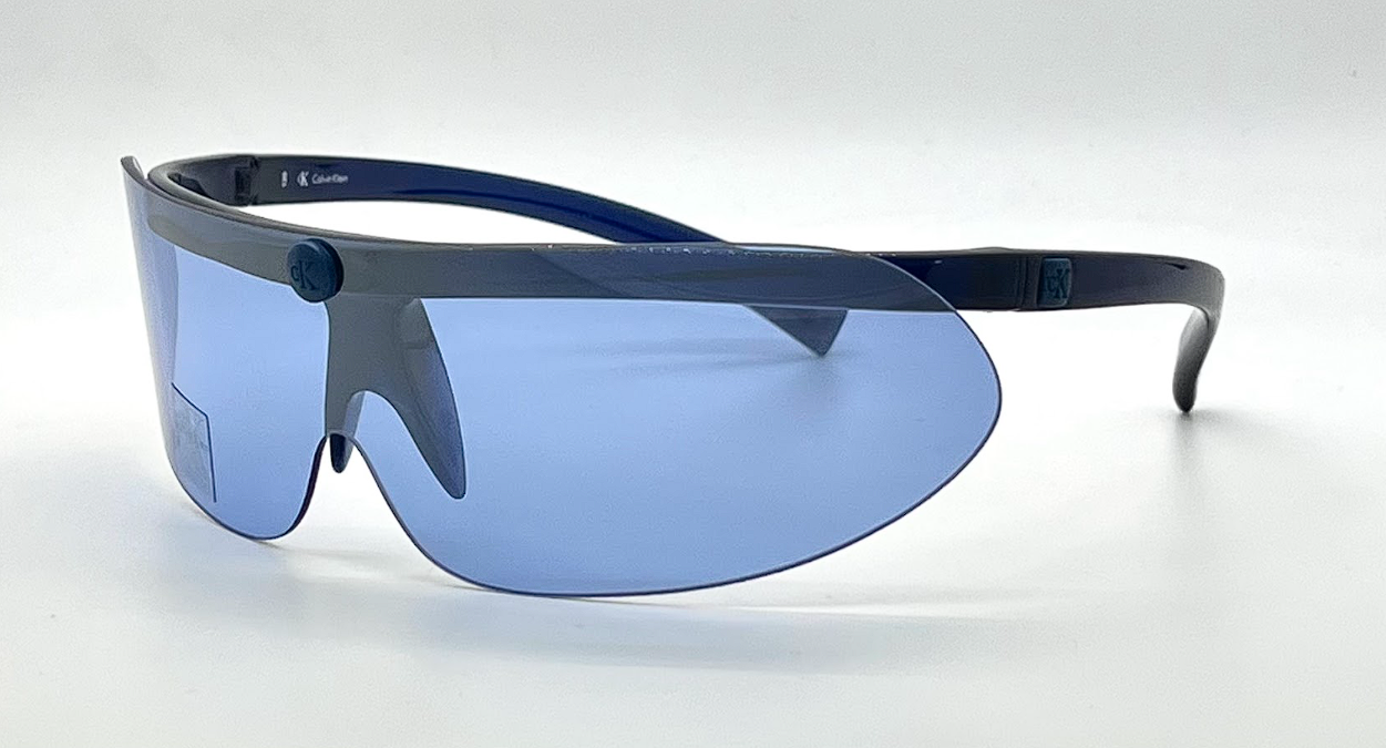 Calvin Klein 3023 Vintage Shield Sunglasses Navy Blue Lens Y2K-Unworn