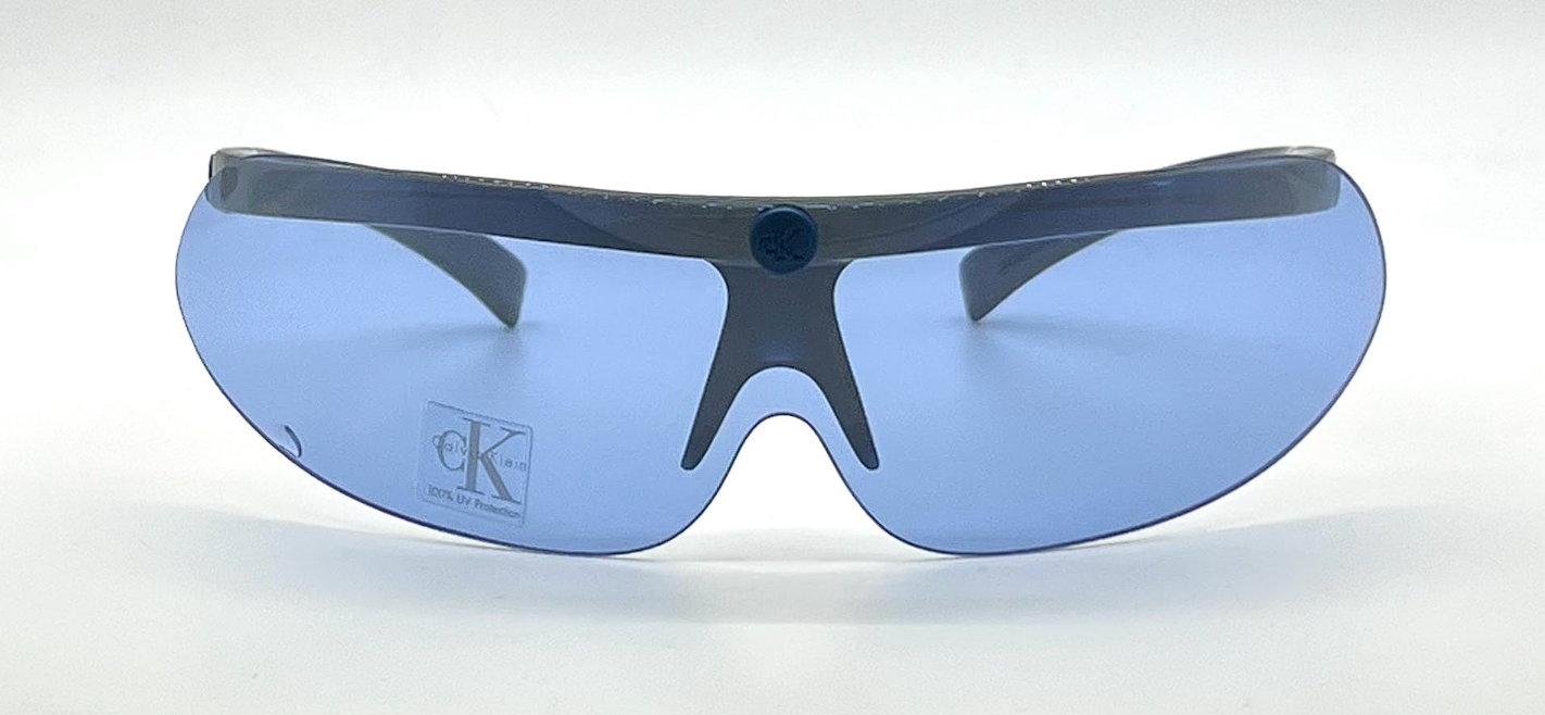 Calvin Klein 3023 Vintage Shield Sunglasses Navy Blue Lens Y2K-Unworn