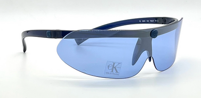 Calvin Klein 3023 Vintage Shield Sunglasses Navy Blue Lens Y2K-Unworn